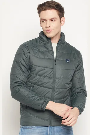 Spirit Men Olive Green Windcheater and Water Resistant Puffer Jacket