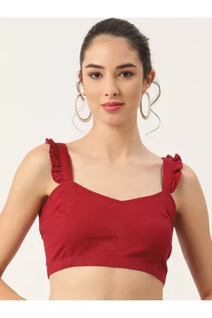 Molcha Women Maroon Woven design Saree Blouse