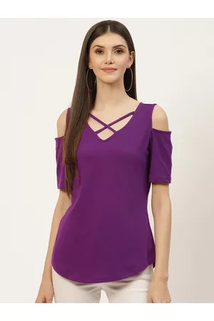 BRINN Purple Solid Cotton Top