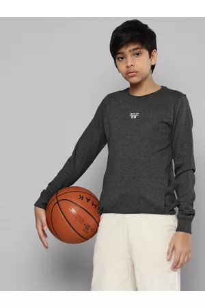 HRX Boys Charcoal Solid Sweatshirt