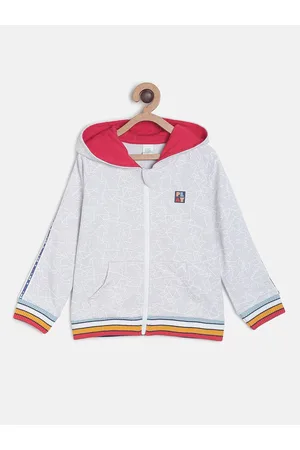 MINI KLUB Boys Grey Red Geometric Lightweight Open Front Jacket