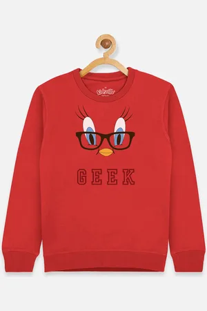 Kidsville Tweety Girls Red Printed Sweatshirt