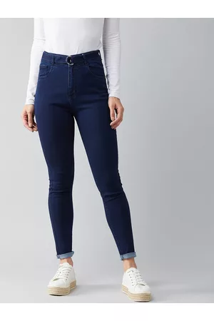 DOLCE CRUDO Women Navy Blue Skinny Fit Stretchable Jeans