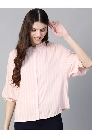 Mast & Harbour Women Pink & White Striped Top