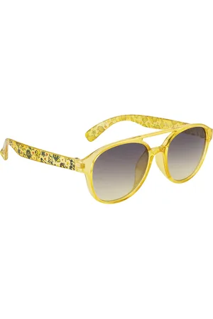 YK Unisex Kids Grey Lens & Yellow Wayfarer Sunglasses with UV Protected Lens