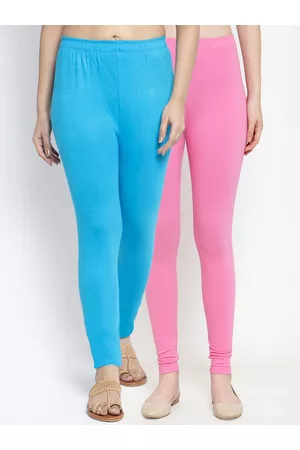 GRACIT Women Pack Of 2 Pink & Blue Ankle Length Leggings