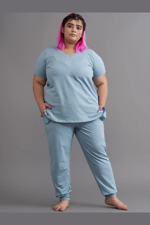 Spirit Animal Women Plus Size Blue Solid Lounge T-shirt