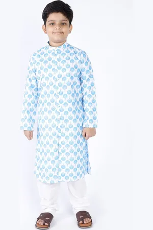 TABARD Boys Blue & White Printed Kurta