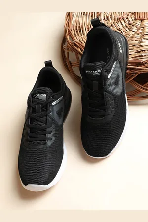 Campus Men Black Mesh Running Shoes
