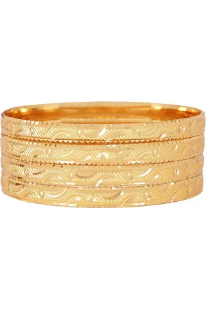 Shining Diva Set Of 4 Gold-Plated Antique Bangles