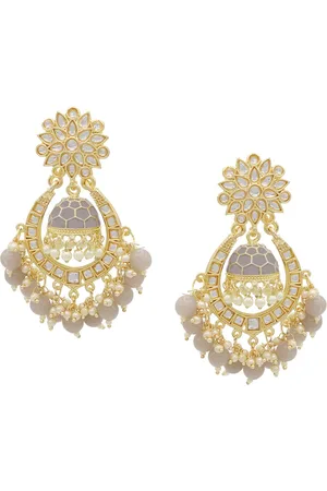 Asmitta Jewellery Grey & Gold-Toned Contemporary Drop Earrings