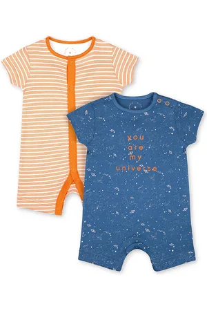 Mothercare Infant Boys Pack Of 2 Pure Cotton Rompers
