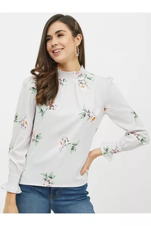 Harpa Women Grey Printed Blouson Top