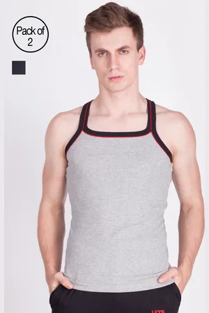 Dollar Bigboss Men Solid Pack of 2 Cotton Racerback Styled Gym Vest