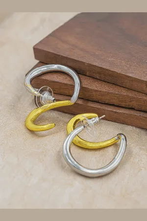 Bellofox Gold-Toned & Silver-Toned Quirky Drop Earrings
