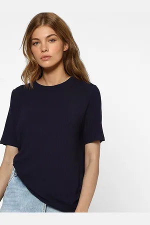 ONLY Women Blue Cotton T-shirt
