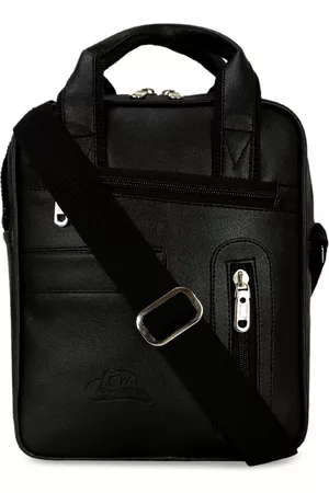 Leather World Unisex Black Solid Messenger Sling Bag