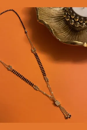 Digital Dress Room Gold-Plated Black Beaded Mangalsutra