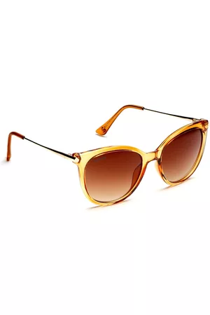 Duke Unisex Brown Lens & Gold-Toned Oval Sunglasses with UV Protected Lens -005-C2