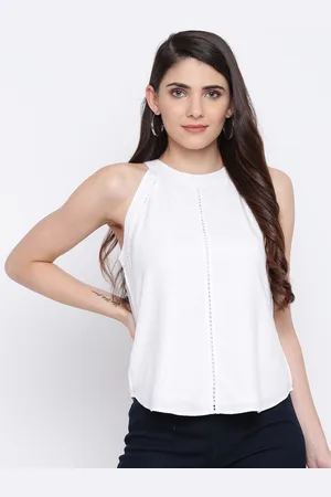DODO & MOA Women White Solid A-Line Top