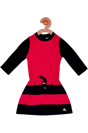 Cherry Crumble Girls Red Colourblocked A-Line Dress