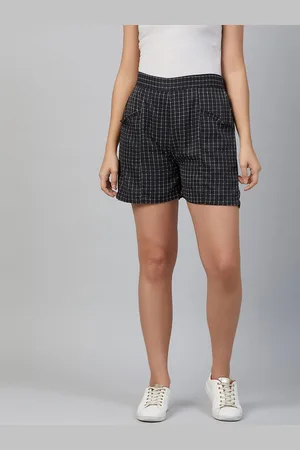 marie claire Women Black Striped Regular Fit Regular Shorts
