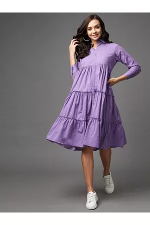 Azira Lavender Layered A-Line Dress