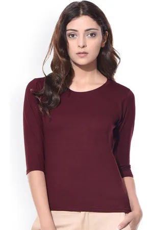 Miss Chase Women Maroon Solid Regular Top