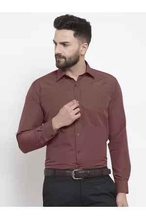 English Navy Men Maroon Slim Fit Solid Formal Shirt
