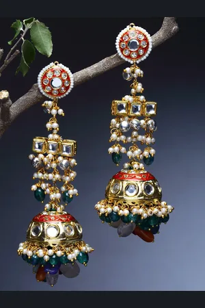 DUGRISTYLE Red Dome Shaped Drop Earrings