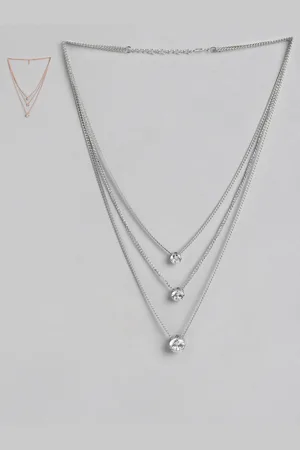 Kord Store Set of 2 Rose Gold and Silver Oxidised Plated Necklace