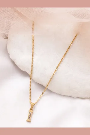 BeWitched Gold-Toned & White Stone Studded Letter I Charm Pendant With Chain
