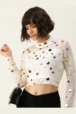 Martini Women White Embellished Crop Top