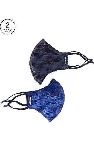 Ariana Women Blue & Black Sequined Duosafe Plus Bling Cotton Mask