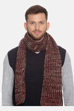 513 Clothing Men Beige & Red Woven Design Mufflers