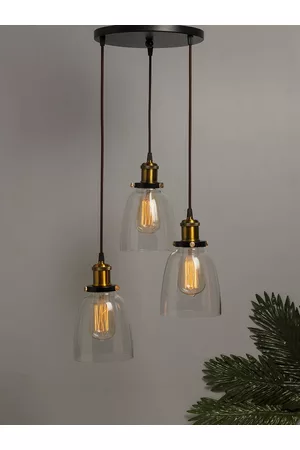 Homesake Transparent Solid Handcrafted 3-Lights Cluster Glass Cluster Lights