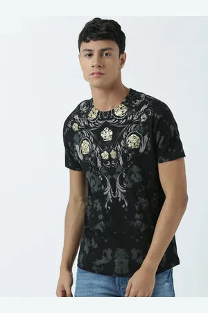 Huetrap Men Black Printed Round Neck T-shirt
