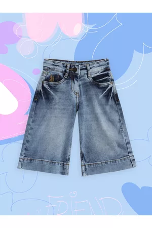 Ralph Lauren Girls Blue Washed Three-Fourth Denim Culottes