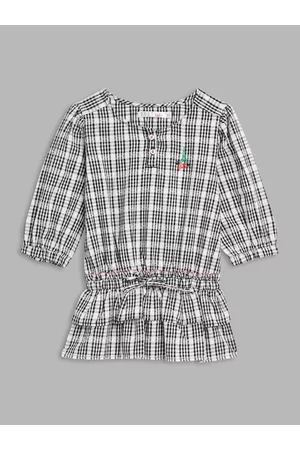 Elle Black Checked Cinched Waist Top