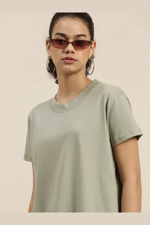 Dillinger Women Grey Boxy Pure Cotton T-shirt