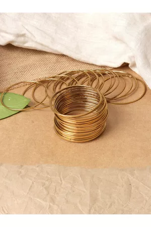 ToniQ Set Of 18 Gold-Plated Antique Bangles