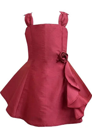 A.T.U.N. A T U N Girls Maroon Solid Fit & Flare Dress