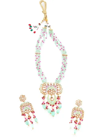 Alberre Odette Green Pearl Beaded Statement Necklace