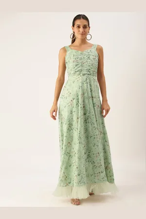 Ethnovog Green Floral Maxi Dress