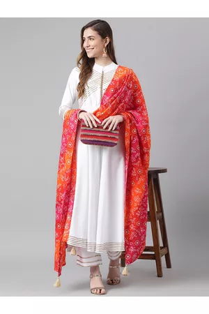 Khushal K Women White Yoke Design Gotta Patti Kurta with Palazzos & Dupatta