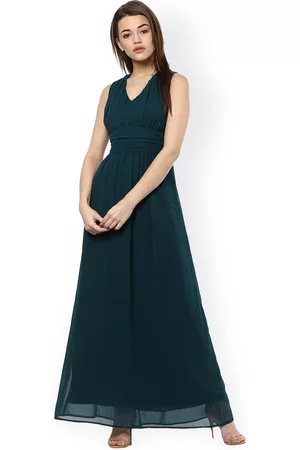 La Zoire Women Teal Green Solid Maxi Dress