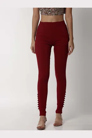 Soch Women Maroon Skinny Fit Regular Trousers