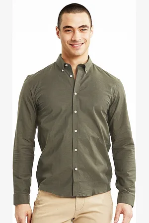 Lindbergh Men Olive Green Slim Fit Casual Shirt
