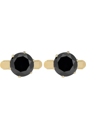 Bodha Gold-Toned & Black Round Cufflinks