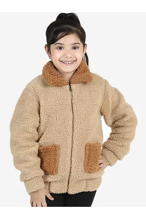 naughty ninos Girls Beige Brown Lightweight Open Front Jacket